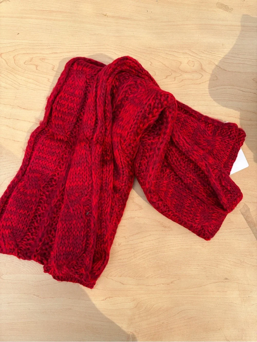Unisex Large warm knitted long winter scarf Red